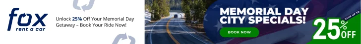 Fox Rent A Car Memorial Day City Specials - 25% Off